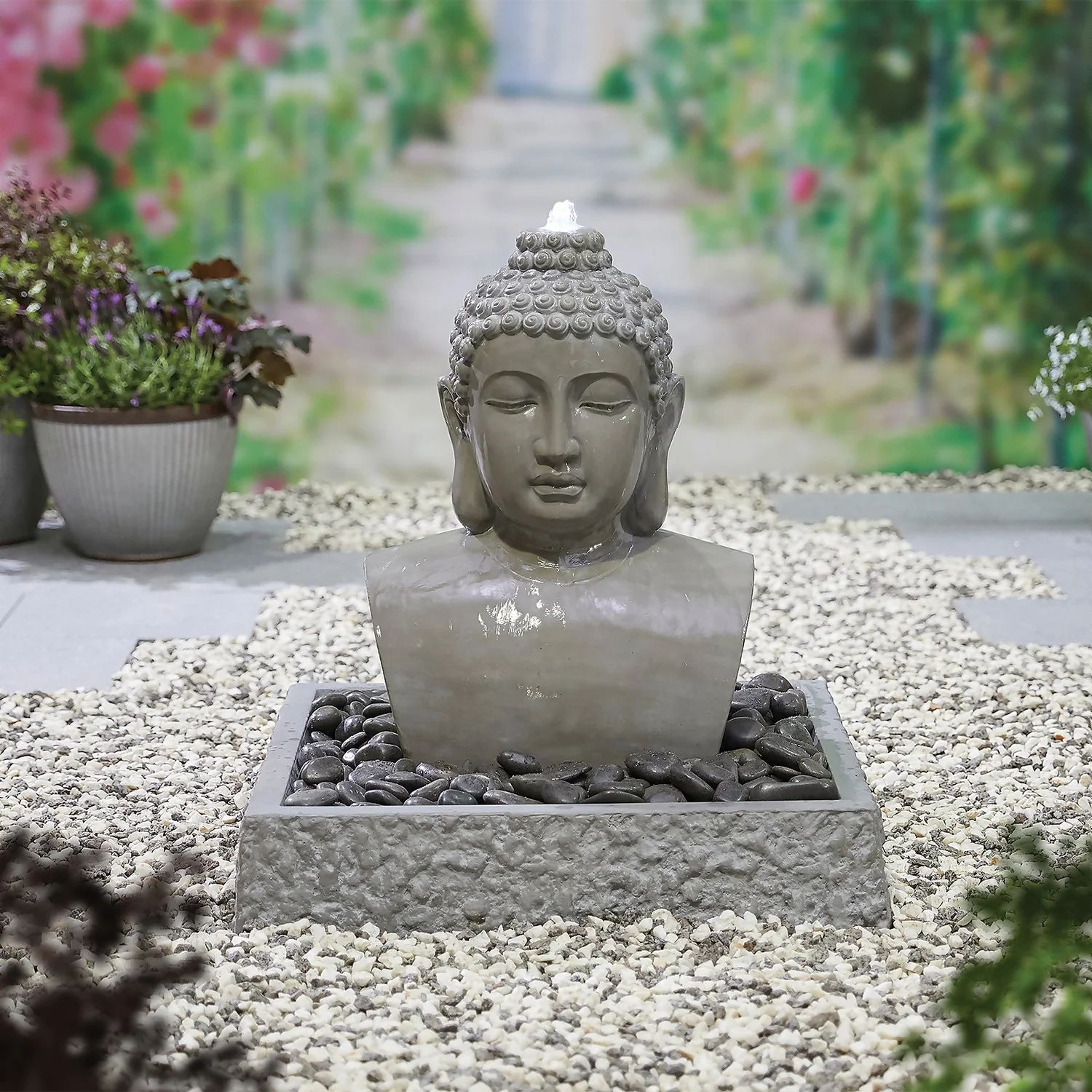Stylish Fountain Lotus Buddha Water Feature With LEDs - Image 3