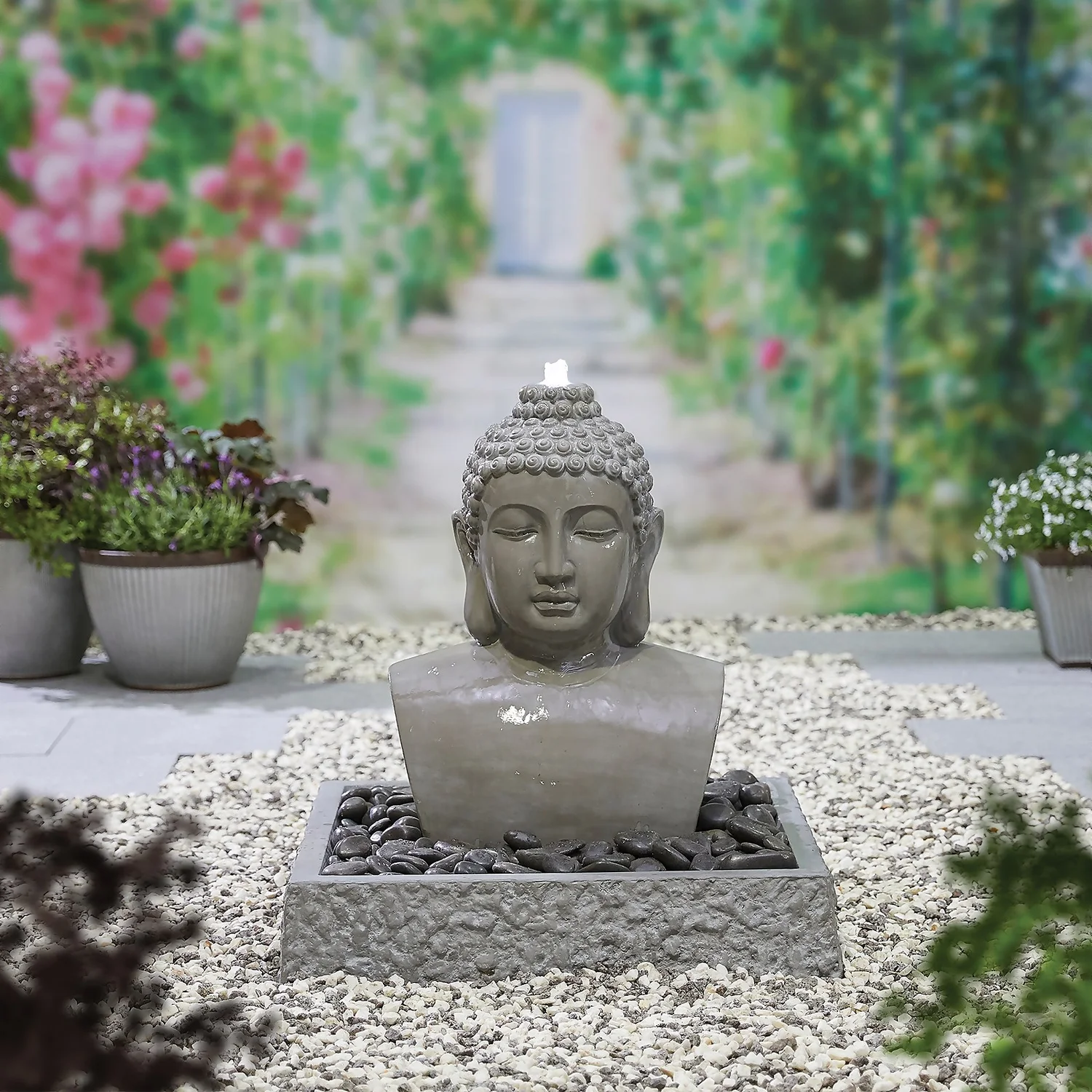 Stylish Fountain Lotus Buddha Water Feature With LEDs - Image 2