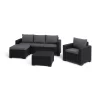 Keter California 4 Seater Outdoor Garden Furniture Chaise Lounge Set - Graphite With Grey Cushions