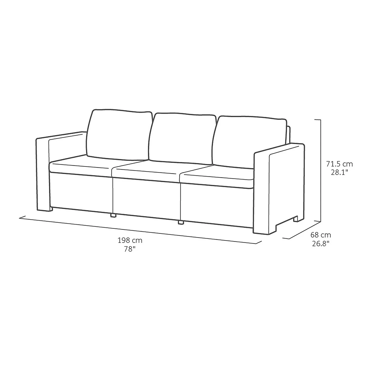 Keter California 4 Seater Outdoor Garden Furniture Chaise Lounge Set - Graphite With Grey Cushions - Image 8